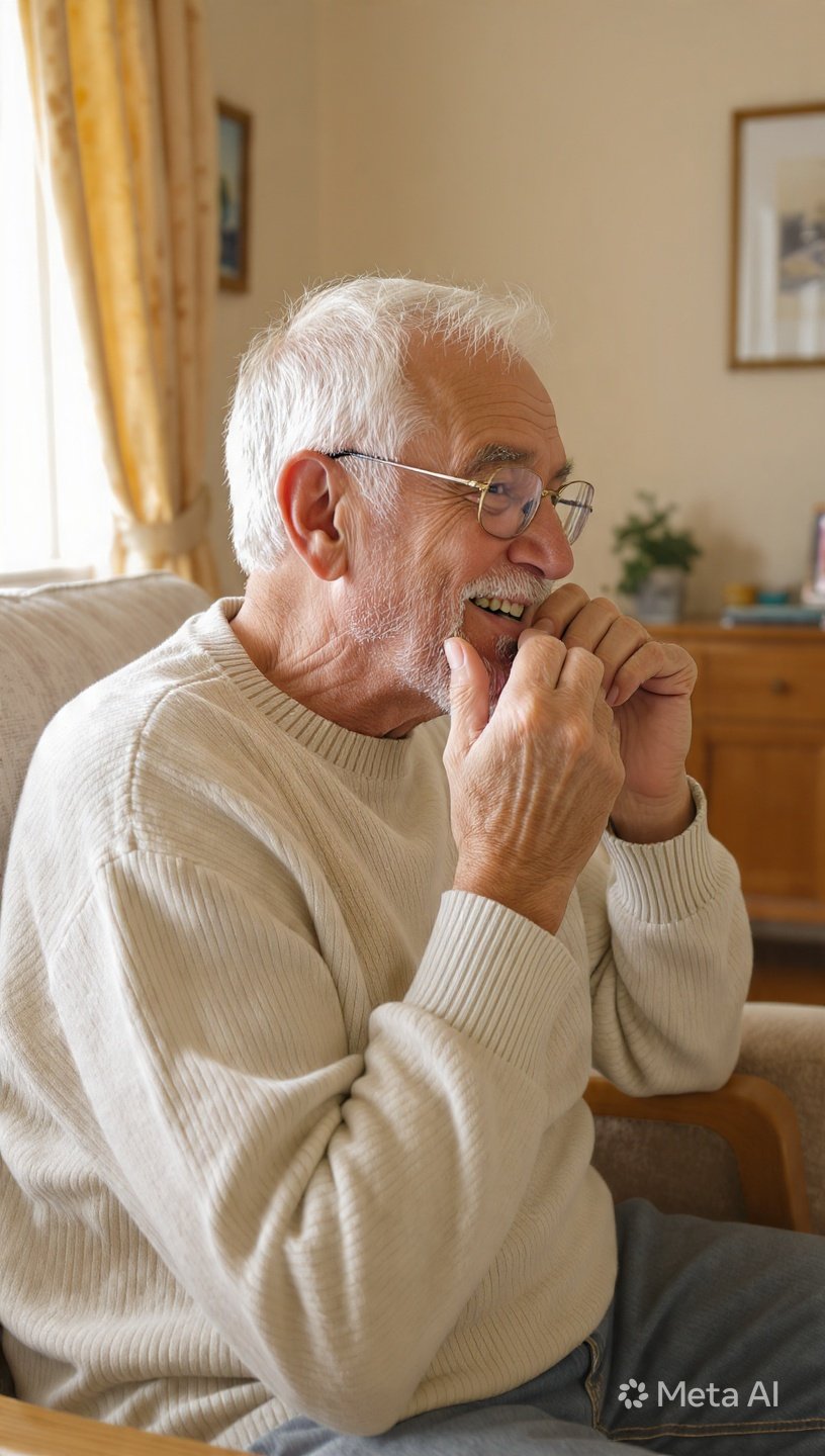 Elderly man enjoying clear sound with OmniHear